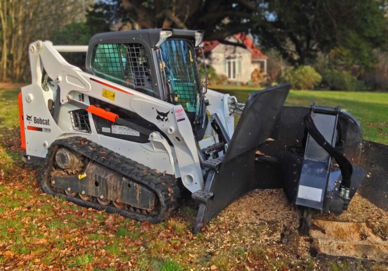 Home Bobcat skid steer stump grinding and removal in The Woodlands, TX – Texas Terrain Pros